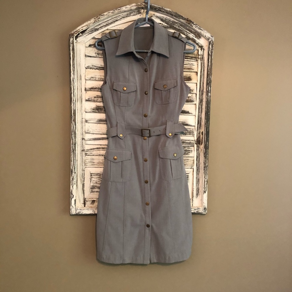 Calvin Klein Gray Button Down Dress